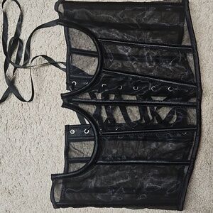 Black Sheer Lace-Up Corset